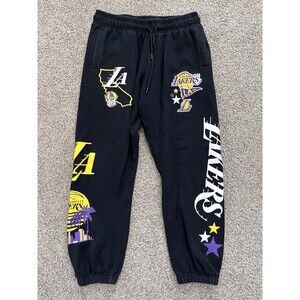 Ultra Game LA Lakers Sweatpants Size M Black Spellout Los Angeles Basketball